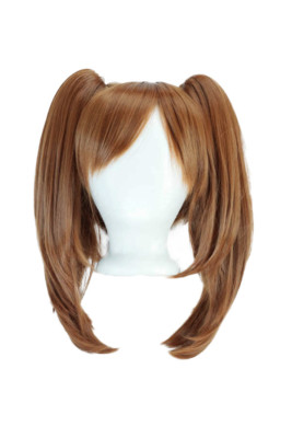 16'' Straight Pig Tails + 12'' Bob Cut Base Wig Set Auburn Brown NEW