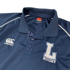 Canterbury of New Zealand Men's Rugby Short Sleeve Polo Shirt Navy Blue • Large