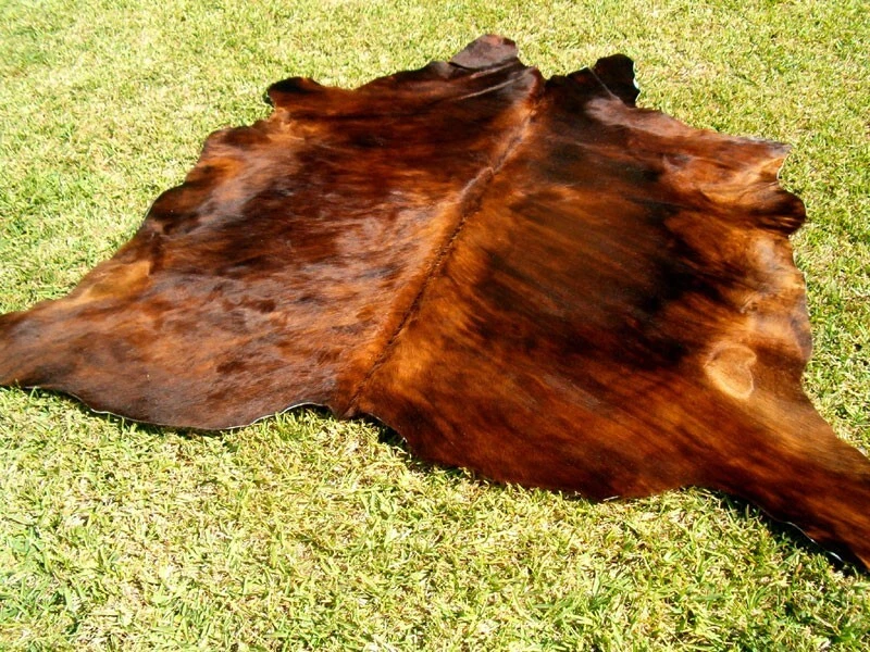 全新 大号 BRINDLE 棕色 牛皮地毯 天然牛皮 隐藏皮肤 6X6 英尺 RRS — 第 4/4 张图片