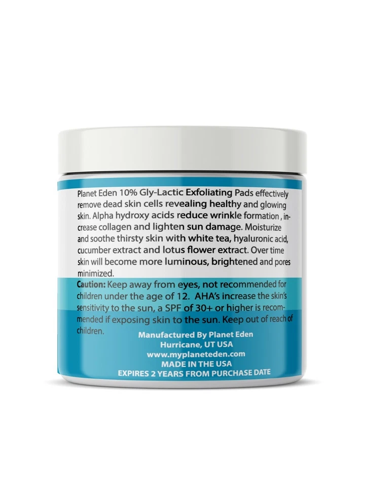 Planet Eden 10% Gly-Lactic Glycolic & Lactic Acid Skin Peel Exfoliating Pads 60 - Image 3 of 3