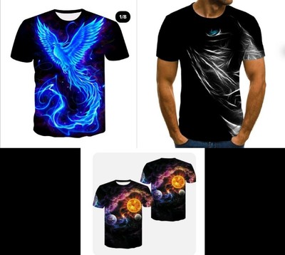 SET 3 T-SHIRT STAMPATE 3D UOMO MAGLIETTA MANICA CORTA POLIESTERE 3XL 2XL  FENICE | eBay