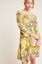 Anthropologie Farm Rio Bria Smocked Mini Dress Size M NWT Off Shoulder