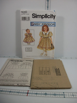 Simplicity Daisy Kingdom #9040 Size HH 3, 4, 5, 6 Dress for Child and ...