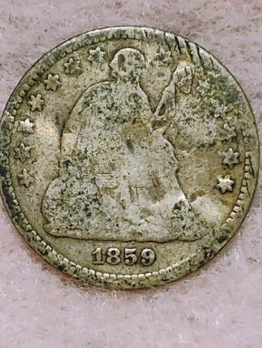 1859 ~ SEATED LIBERTY HALF DIME ~ AG