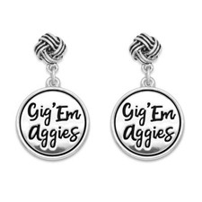 Texas A&M Aggies Gig Em Aggies Silver Twist and Shout Earrings Jewelry Gift TAMU