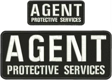 AGENT P S EMB PATCH 4x10 & 2X5 VELCR@ ON BACK  BLACK  WHITE ON BLACK