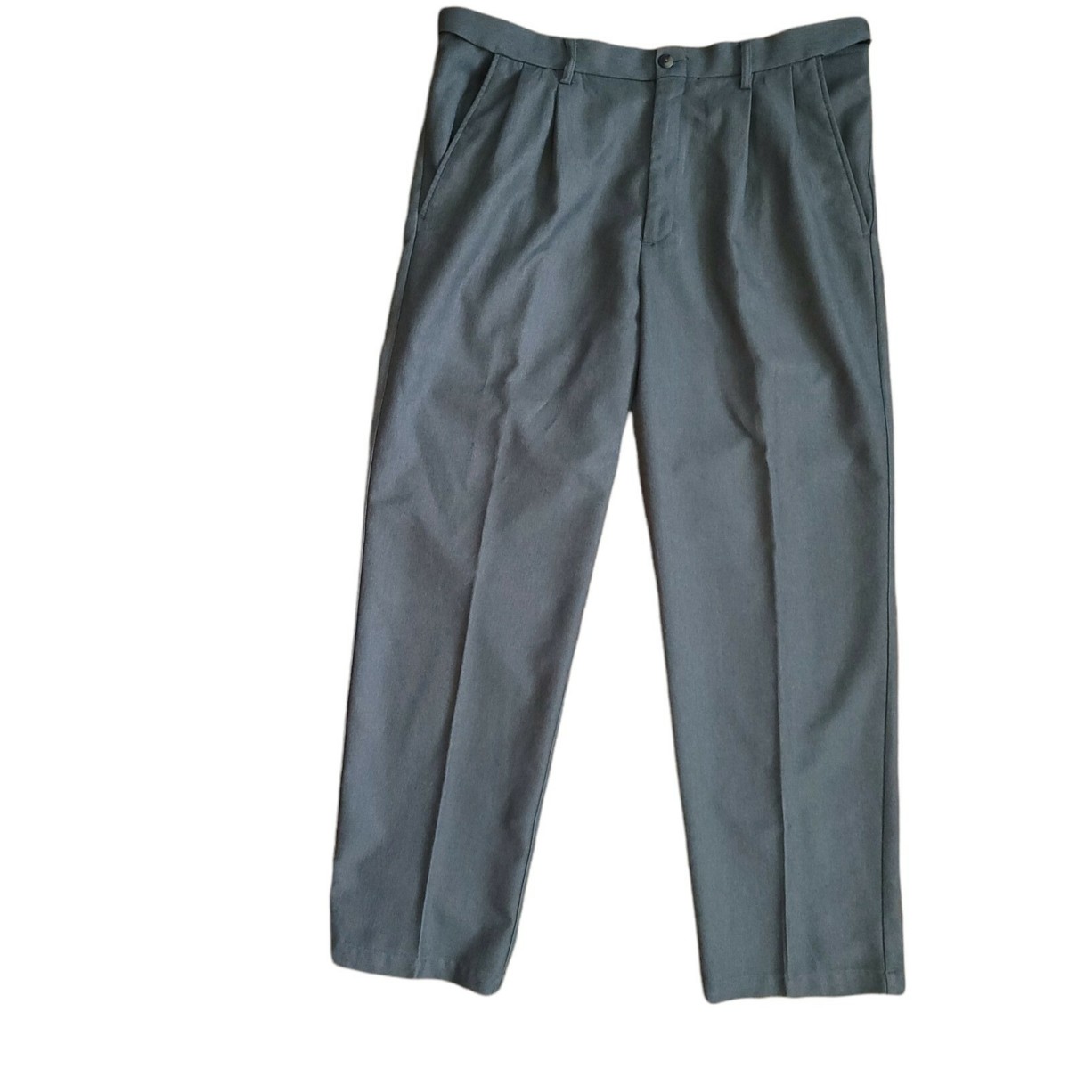 Mens Gray Dress Pants Slacks Trousers Pleated Uncuffed