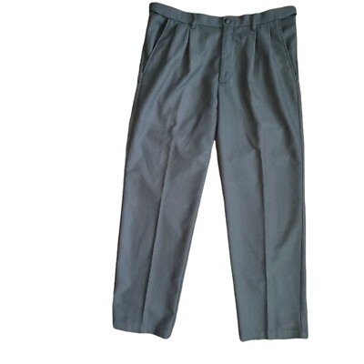 Mens Gray Dress Pants Slacks Trousers Pleated Uncuffed Classic