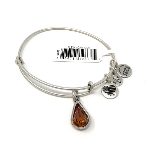 Alex And Ani Silver Birth Month Bangle Bracelet with November Topaz Charm - Picture 4 of 5