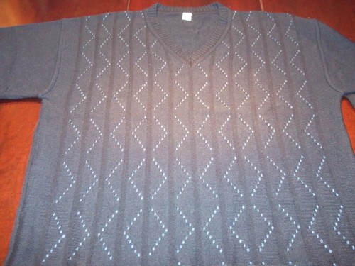 VTG Herren Pullover Gr. XL 52/54 V-Kragen dunkelblau/hellblau Old School Vintage - Bild 9 von 12