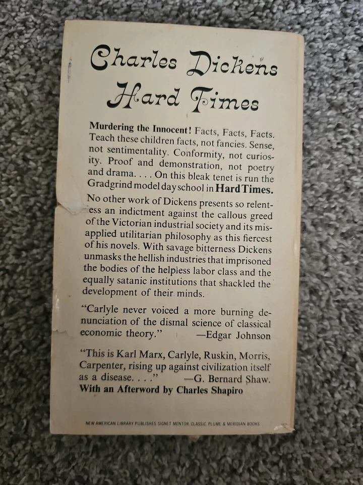 Hard Times by Charles Dickens (1961, Paperback) Signet Classics Foto 2 de 4