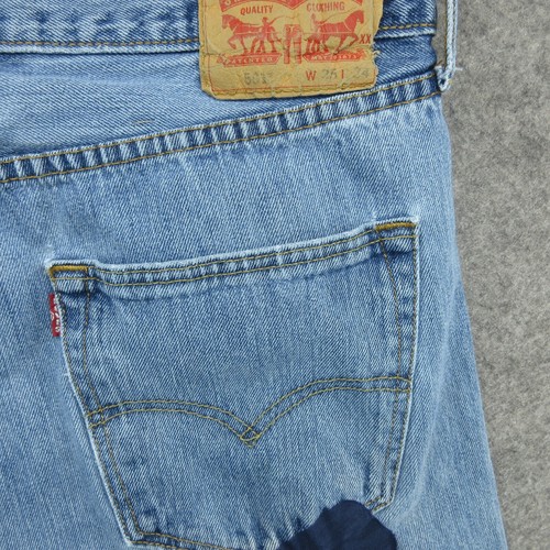 Levis Jeans Mens 35x34 (Fits 33x32) Blue 501 Straight Button Fly American Denim - Picture 21 of 24