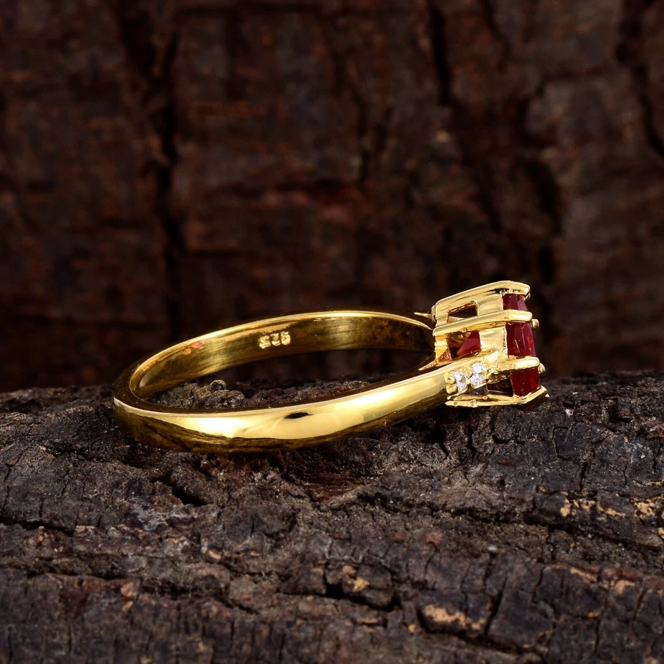 Mexican Fire Opal Ring in 14K Yellow Gold Plated Sterling Silver - Image 2 of 3