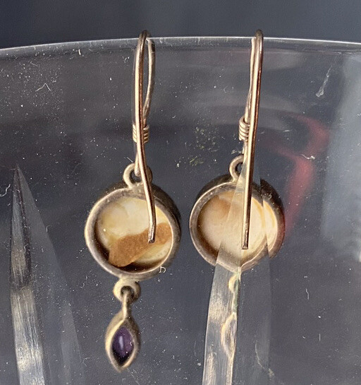 Operculum Shell ameythst sterling silver french w… - image 4