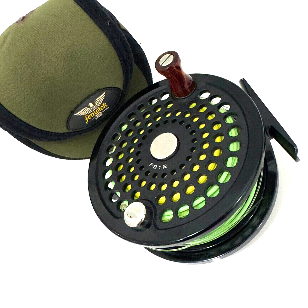 Fenwick F912 Large Arbor Fly Fishing Reel. W/ Case and Line - A+++