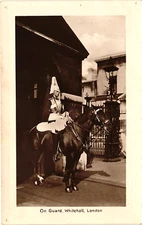 Guard on Horse Whitehall London England Real Photo RPPC Postcard Posted 1929