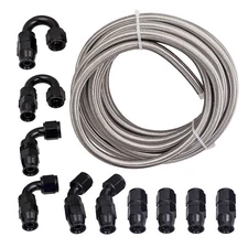 10AN 20FT AN-10 Stainless Steel PTFE Fuel Line 20FT Fitting Hose Kit  Newest