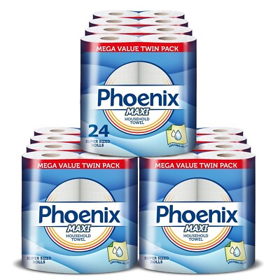 Phoenix Maxi Haushalt Mehrzweck Küche Papiertuch 600 Blatt (24 Stück)