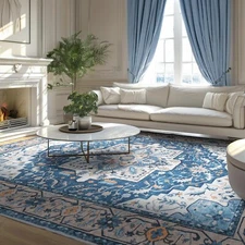 5x7 Area Rugs 5x7, Machine Washable Area Rugs, Super Soft Faux-Wool Area Rug ...