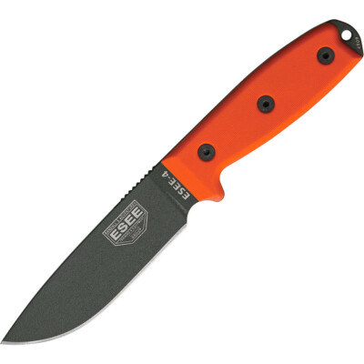 ESEE Model 4, Messer mit 1095HC Klinge, oranger G10 Griff, ohne Kydexscheide