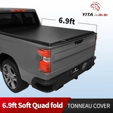 6.9FT Soft Quad-Fold Tonneau Cover for 2020-2025 Silverado Sierra 2500 3500HD