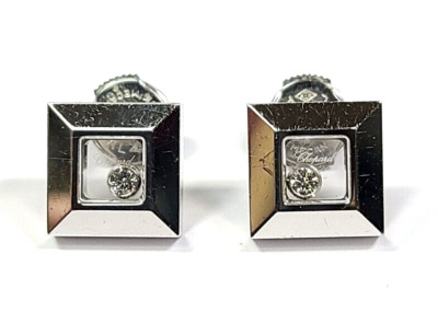 Chopard Happy Diamond 18k White Gold Square Earrings