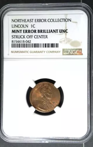 1999 Lincoln Memorial Cent Mint Error - Off-Center Strike NGC Brilliant Unc.