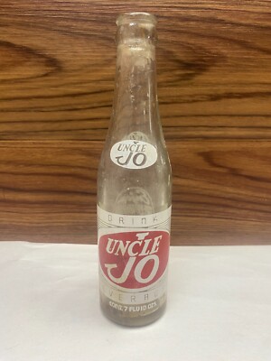 Vtg 1950's Uncle Jo Soda Bottle Fort Worth Texas ACL 7oz.  Nice Color VERY DIRTY