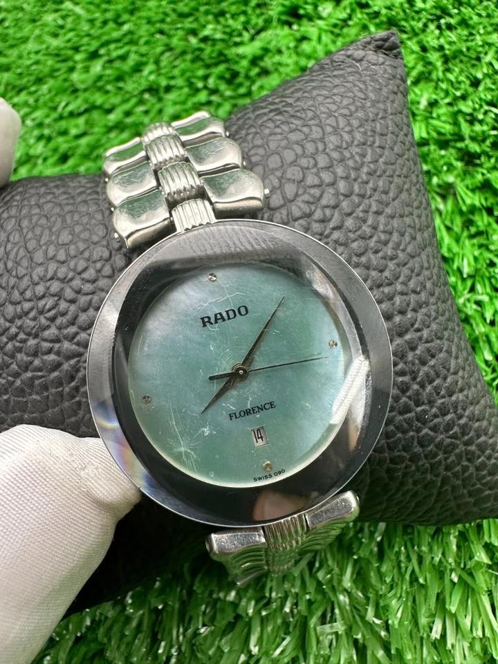 RELOJ RADO FLORENCE MÁS ICÓNICO VINTAGE AZUL BEBÉ REDONDO SUIZO COMO NUEVO AÑOS 80 Foto 2 de 4