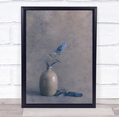 Blaue Blumen Blumen Vase Deko Malerisch Weich Flora Floral Wandbild Druck