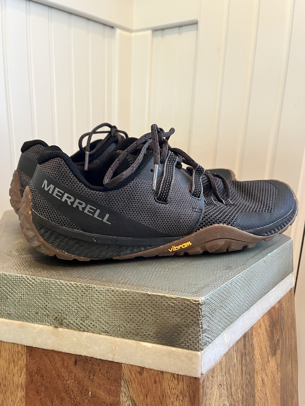 Merrell Trail Glove 6 Nero Gomma Vibram Minimalista Running Trail Scarpe Uomo Taglia 10