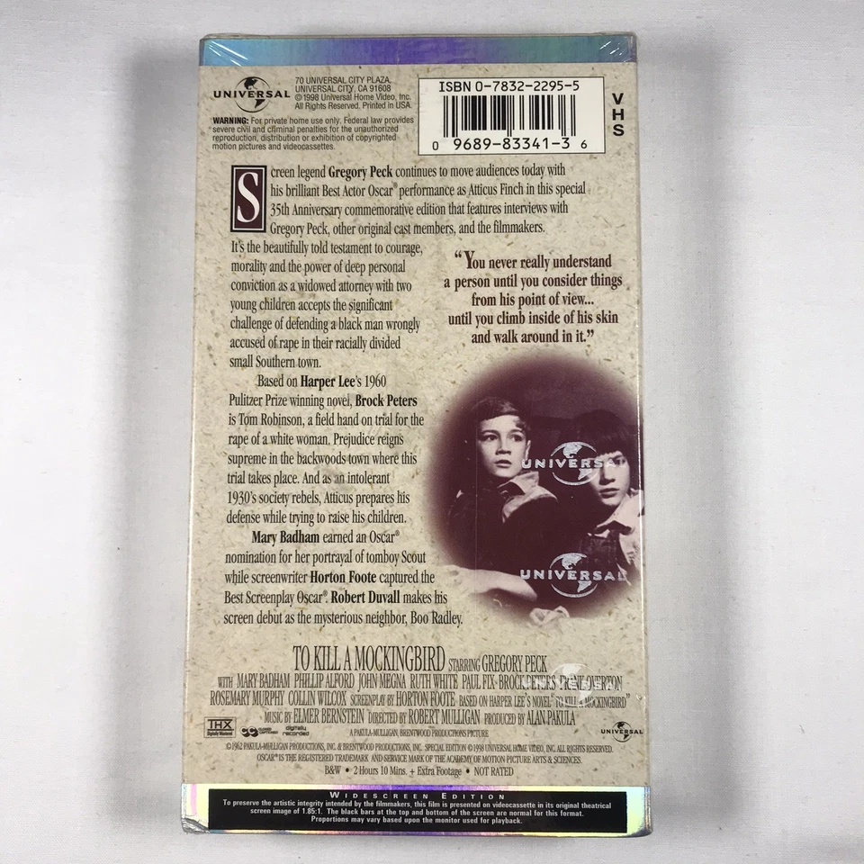 To Kill a Mockingbird (VHS, 1998 Widescreen Edition) 35th Anniversary NEW SEALED - Image 3 of 4