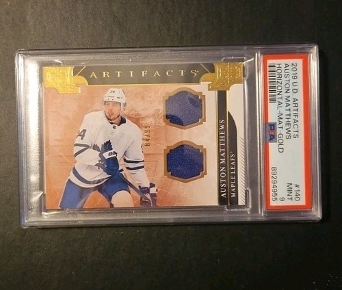 2019-20 U.D. Artifacts Auston Matthews Dual Jersey Card /99 PSA9 POP1 NONE HIGR