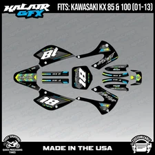 Kalair GFX Graphics Kit for Kawasaki KX85 KX100 (2001-2013) Rebel - Lime