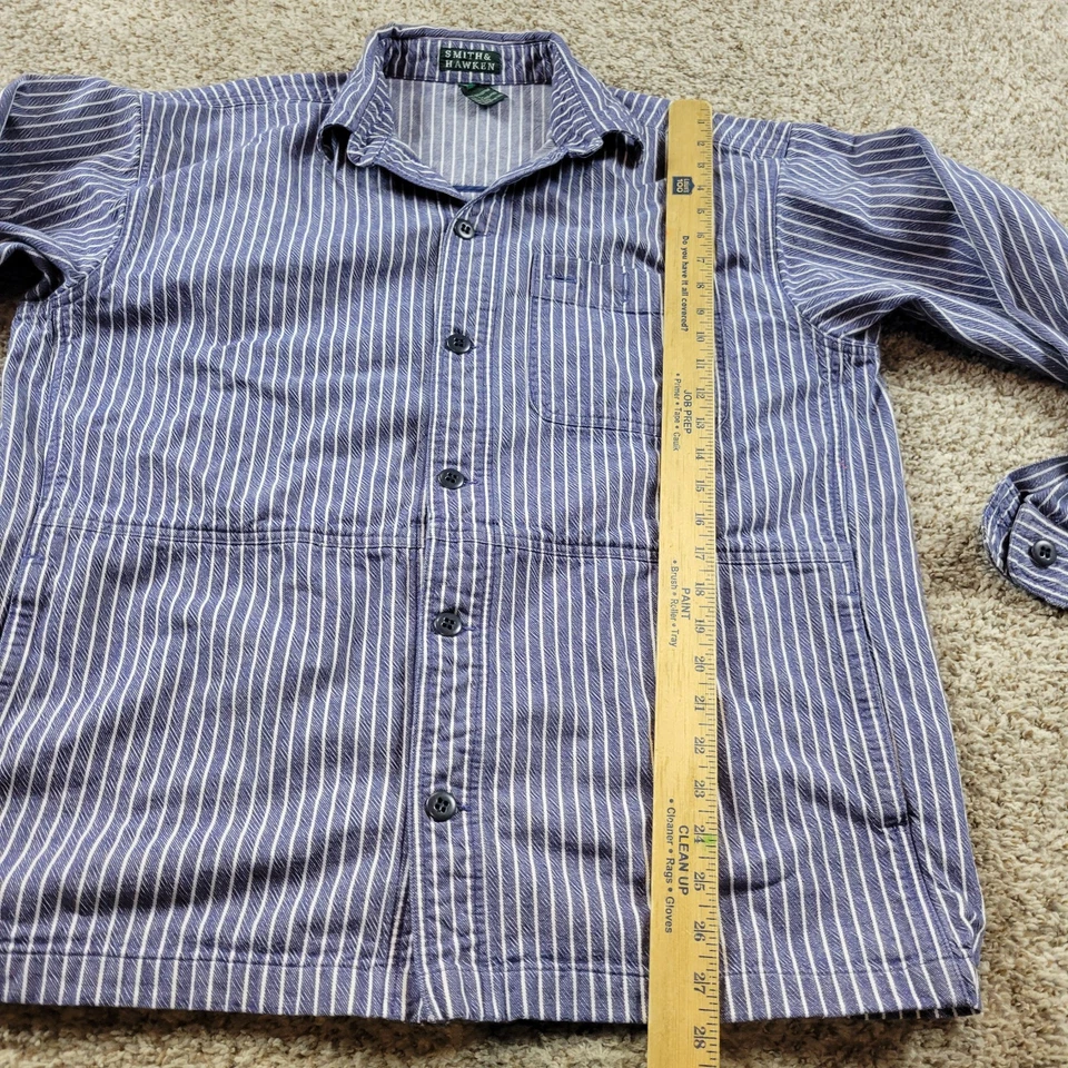 Camisa Chaqueta Smith & Hawken Para Hombre Grande Denim Tareas de Granero Abotonadas Rayas Foto 4 de 4