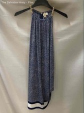 Michael Kors Womens Blue White Abstract Sleeveless Back Zip Shift Dress Size XL