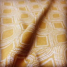 Art Deco Damast Raute Rautenmuster Stoff Blumen Vorhang 280 cm breit Senf