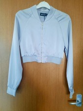 Miss Toxic Silver Satin Cropped Long Sleeve Jacket Size 10