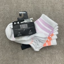 Under Aromour 6 Pair White Pink Orange Stripe Socks Girls Size 13.5 - 4.5 NEW