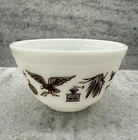 Vintage Pyrex Early American Mixing Bowl 401 Brown White 1 1/2 Pint