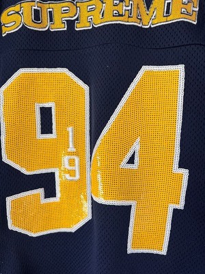 Supreme Sequin Football Jersey - Size Large - Navy | eBay Supreme Sequin Football Jersey - Size Large - Navy | eBay
