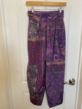 Vintage illustrations S purple and gold floral Genie Pant Stunning 1980s