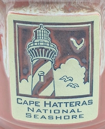 Tazza tazza ceramica Deneen arancione RARA Cape Hatteras mare banche esterne OBX NC - Foto 2 di 7