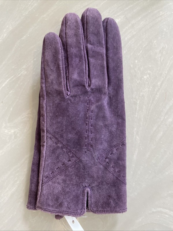 Purple 100% Pig Suede Gloves size Small (read Description)