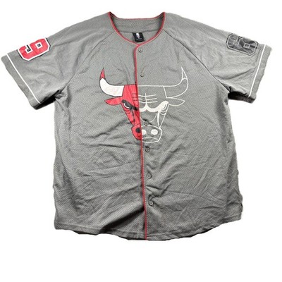 NBA Men Chicago Bulls Split Logo Jersey Shirt Button Up 1966 Grey Size XXL H246