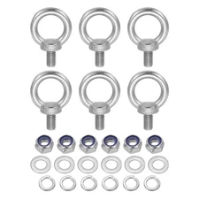 6 Pcs M10 x 17.2 mm Lifting Shoulder Eye Bolt Thread Eyebolt with Nuts Washers