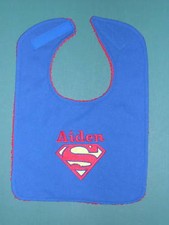 PERSONALIZED BIBS BABY BIB SUPERMAN SUPERGIRL LG Heavy BLUE or PINK COTTON TERRY