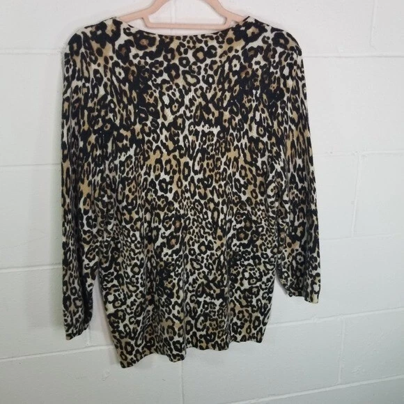 Talbots animal print pure cashmere sweater womens XL - Image 4 of 4