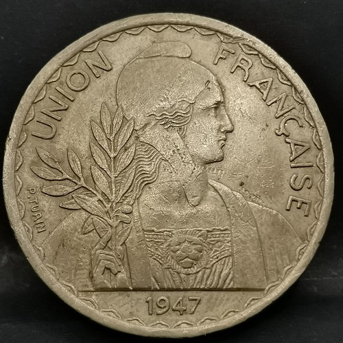 1 PIASTRE 1947 INDOCHINE / COLONIE FRANCAISE / CUPRONICKEL - Picture 2 of 2