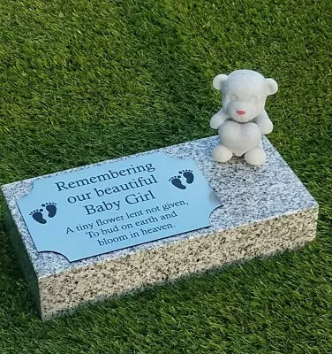 CCONLINEPRODUCTS Personalised Granite Memorial Plaque Baby Grave Marker Cemetery Headstone